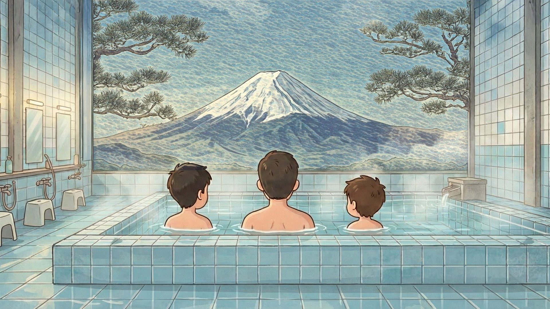 銭湯の広々とした湯船